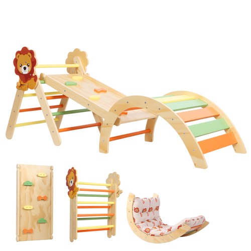 Foldable wooden climbing frame - wooden,